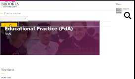 
							         Educational Practice (FdA) - Oxford Brookes University								  
							    