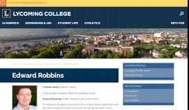 
							         Edward Robbins - Lycoming College Profiles | Lycoming College								  
							    