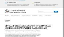 
							         EEOC AND BNSF SETTLE GENETIC TESTING CASE UNDER ...								  
							    