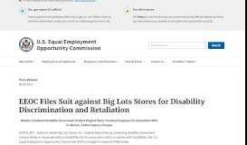 
							         EEOC Files Suit against Big Lots Stores for Disability Discrimination ...								  
							    