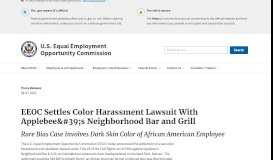 
							         EEOC Settles Color Harassment Lawsuit With Applebee's ...								  
							    