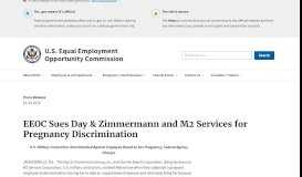 
							         EEOC Sues Day & Zimmermann and M2 Services for Pregnancy ...								  
							    