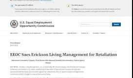 
							         EEOC Sues Erickson Living Management for Retaliation								  
							    