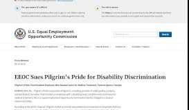
							         EEOC Sues Pilgrim's Pride for Disability Discrimination								  
							    