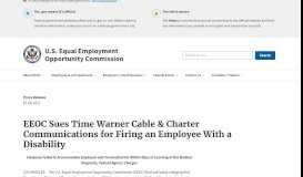 
							         EEOC Sues Time Warner Cable & Charter Communications for Firing ...								  
							    