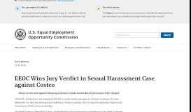 
							         EEOC Wins Jury Verdict in Sexual Harassment Case against Costco								  
							    