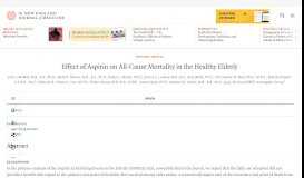 
							         Effect of Aspirin on All-Cause Mortality in the Healthy Elderly ...								  
							    