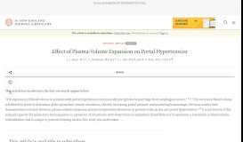 
							         Effect of Plasma-Volume Expansion on Portal Hypertension | NEJM								  
							    