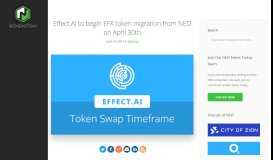
							         Effect.AI to begin EFX token migration from NEO on April 30th								  
							    