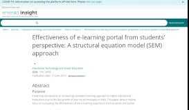 
							         Effectiveness of e-learning portal from students' perspective | A ...								  
							    