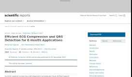 
							         Efficient ECG Compression and QRS Detection for E-Health ... - Nature								  
							    