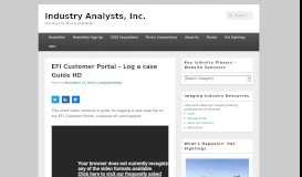 
							         EFI Customer Portal - Log a case Guide HD | Industry Analysts, Inc.								  
							    