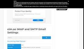 
							         eim.ae IMAP and SMTP Email Settings								  
							    