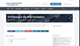 
							         Einführung in die WHS ProStation - Online Broker Portal								  
							    