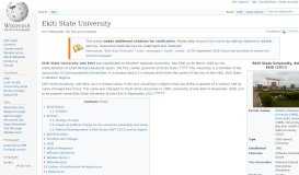 
							         Ekiti State University - Wikipedia								  
							    