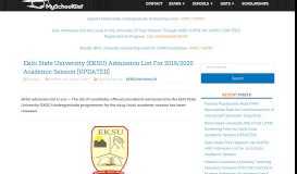 
							         EKSU Admission List For 2018/2019 Academic Session - MySchoolGist								  
							    