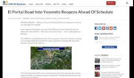 
							         El Portal Road Into Yosemite Reopens Ahead Of ... - CBS San Francisco								  
							    
