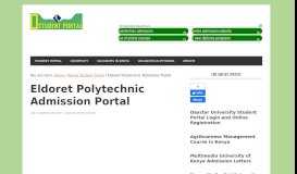 
							         Eldoret Polytechnic Admission Portal and Admission Letters 2019/2020								  
							    