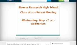 
							         Eleanor Roosevelt High School Class of 2019 Parent Meeting - ppt ...								  
							    