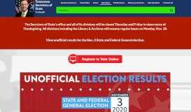 
							         Elections - Tennessee Secretary of State - TN.gov								  
							    