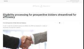 
							         Eligibility processing for prospective bidders streamlined for ...								  
							    