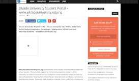
							         Elizade University Student Portal – www.elizadeuniversity.edu.ng ...								  
							    