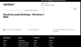 
							         Email Account Settings - Windows Mail | Verizon Wireless								  
							    