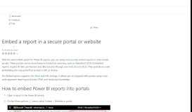 
							         Embed a report in a secure portal or website - Power BI | Microsoft Docs								  
							    