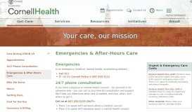 
							         Emergencies & After-Hours Care | Cornell Health								  
							    