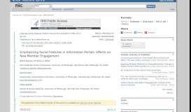 
							         Emphasizing Social Features in Information Portals: Effects on New ...								  
							    