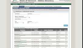 
							         Employee / Individuals Search - State of Vermont - Online Directory								  
							    