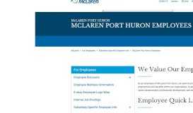 
							         Employee Quicklinks | McLaren Port Huron - McLaren Health Care								  
							    