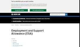 
							         Employment and Support Allowance (ESA) - GOV.UK								  
							    