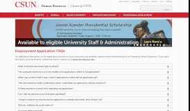 
							         Employment Application FAQs | California State University ... - CSUN								  
							    