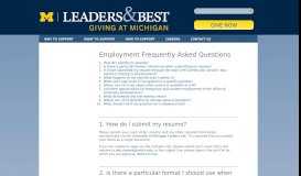 
							         Employment Frequently Asked Questions - University of Michigan								  
							    