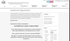
							         Employment Opportunities | Grainger Nissan of Savannah								  
							    