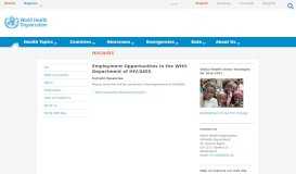 
							         Employment Opportunities in the WHO Department of HIV/AIDS - WHO								  
							    