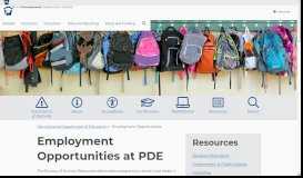 
							         Employment Opportunities - Pennsylvania Department of Education								  
							    