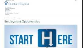 
							         Employment Opportunities - St. Clair Hospital								  
							    