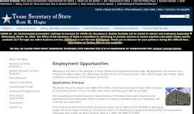 
							         Employment Opportunities - Texas Secretary of State								  
							    