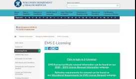 
							         EMS E-Licensing | Wisconsin Department of Health Services								  
							    