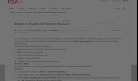 
							         Enable or Disable Self-Service Features | RSA Link								  
							    
