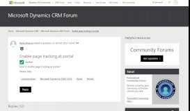 
							         Enable page tracking at portal - Microsoft Dynamics CRM Forum ...								  
							    
