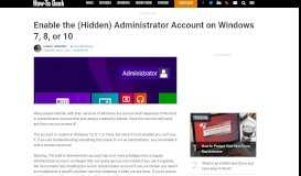 
							         Enable the (Hidden) Administrator Account on Windows 7, 8 ...								  
							    