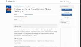 
							         Endoscopic Carpal Tunnel Release: Menon's Technique | SpringerLink								  
							    