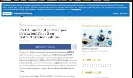 
							         ENEA, online il portale per detrazioni fiscali su ristrutturazioni edilizie ...								  
							    