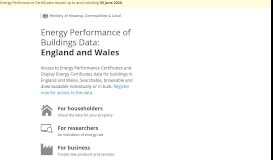 
							         Energy Performance of Buildings Data England and Wales EPC Data								  
							    