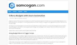 
							         Enforce Budgets with Azure Automation - Sam Cogan								  
							    