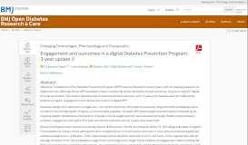
							         Engagement and outcomes in a digital Diabetes Prevention Program ...								  
							    