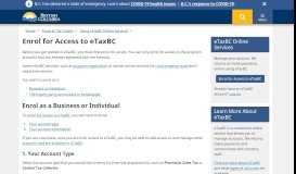 
							         Enrol for Access to eTaxBC - Province of British Columbia								  
							    